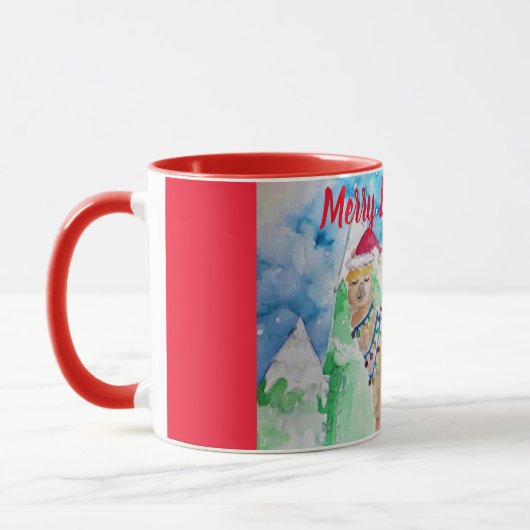 Cute Llama Joyeux art de Noël Filles Dames Mug (Gauche)