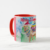 Cute Llama Joyeux art de Noël Filles Dames Mug (Devant gauche)