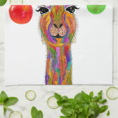 Cute Llama Joyeux Noël Serviette de cuisine (Plié)