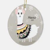 Cute Llama Kerstmis Keramisch Ornament (Links)