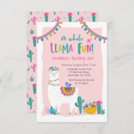 Cute Llama leuke cactus Birthday Invitation Kaart