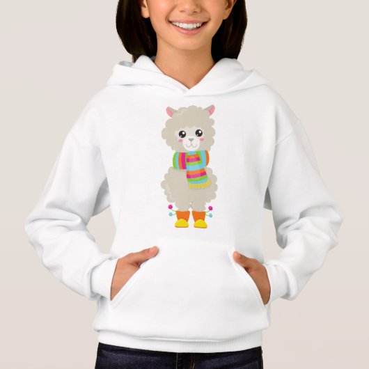 Cute Llama, Little Llama, Alpaca, Llama met Scarf (Voorkant)