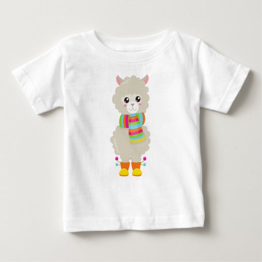 Cute Llama, Little Llama, Alpaca, Llama met Scarf (Voorkant)