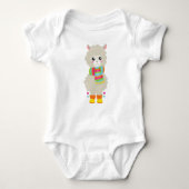 Cute Llama, Little Llama, Alpaca, Llama met Scarf Romper (Voorkant)