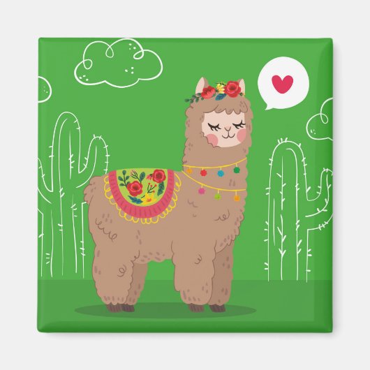 Cute Llama Magneet (Voorkant)