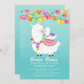Cute Llama Mama Baby shower Invitation (Devant / Derrière)