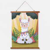 Cute Llama Meditating in Magical Forest Hangend Wandkleed (Voorkant)