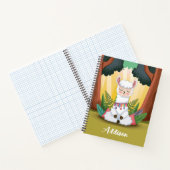 Cute Llama Meditating in Magical Forest Notitieboek (Binnen)