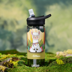 Cute Llama Meditating in Magical Forest Waterfles