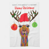 Cute Llama Merry Kerstmis Kitchen Towel Theedoek (Verticaal)
