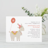 Cute Llama met Balloon Birthday Party Kaart (Staand voorkant)