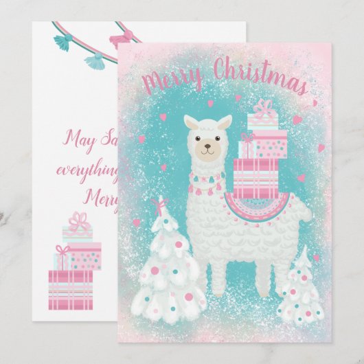 Cute Llama met kerstcadeaus (Voorkant / Achterkant)