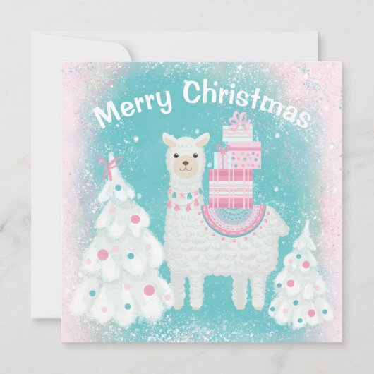 Cute Llama met kerstcadeaus (Voorkant)