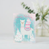 Cute Llama met kerstcadeaus Briefkaart (Staand voorkant)