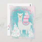 Cute Llama met kerstcadeaus Briefkaart (Voorkant / Achterkant)