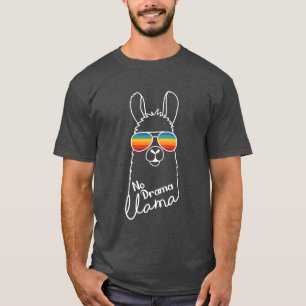 Cute Llama met zonnebrillen kleurrijke strepen T-shirt