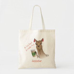 Cute Llama No Prob Llama! Het is Koffietijd. Tote Bag