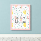 Cute llama Nursery Decor Canvas Afdruk (Insitu (Houten vloer))