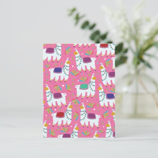 Cute Llama Pattern Briefkaart (Staand voorkant)