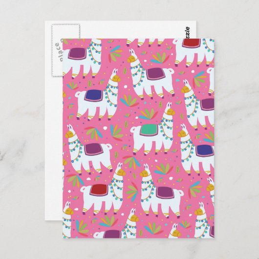 Cute Llama Pattern Briefkaart (Voorkant / Achterkant)