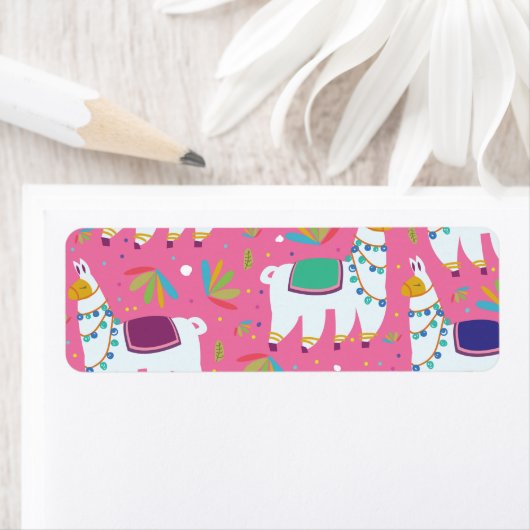 Cute Llama Pattern Etiket (Insitu)