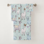 Cute Llama Pattern on Polka Dots Bad Handdoek (Insitu)