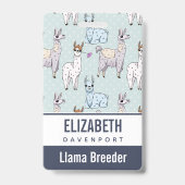Cute Llama Pattern on Polka Dots Badge (Achterkant)