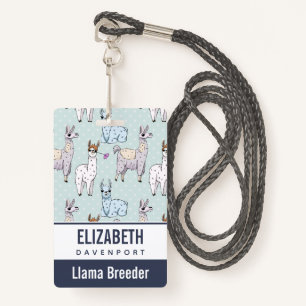 Cute Llama Pattern on Polka Dots Badge