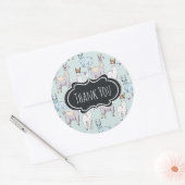 Cute Llama Pattern on Polka Dots Bedankt Ronde Sticker (Envelop)