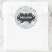 Cute Llama Pattern on Polka Dots Birthday Ronde Sticker (Tas)