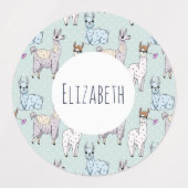 Cute Llama Pattern on Polka Dots Labels (Design 1)