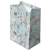 Cute Llama Pattern on Polka Dots Medium Cadeauzakje (Voorkant Gekanteld)