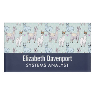 Cute Llama Pattern on Polka Dots Naambadge