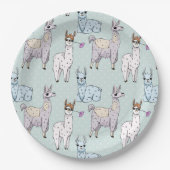 Cute Llama Pattern on Polka Dots Papieren Bordje (Voorkant)