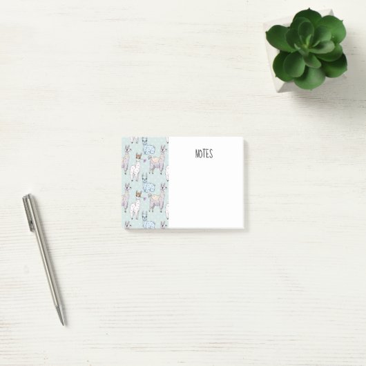 Cute Llama Pattern on Polka Dots Post-it® Notes (Kantoor)
