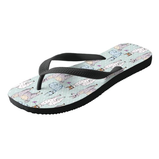Cute Llama Pattern on Polka Dots Teenslippers (Schuin)