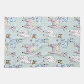 Cute Llama Pattern on Polka Dots Theedoek (Horizontaal)