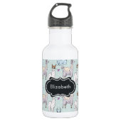 Cute Llama Pattern on Polka Dots Waterfles (Voorkant)