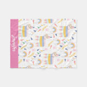 Cute Llama Personalized Rainbow Baby Nursery Fleece Deken (Voorkant (Horizontaal))