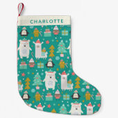 Cute Llama Polar Beer Penguin Pattern Personalized Kleine Kerstsok (Voorkant)