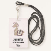 Cute Llama Princess Wearing a Crown Badge (Achterkant met draagriem)