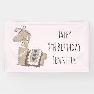 Cute Llama Princess Wearing a Crown Birthday Spandoek
