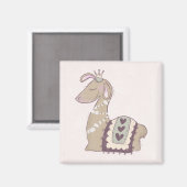 Cute Llama Princess Wearing a Crown Magneet (Voorkant / Achterkant)