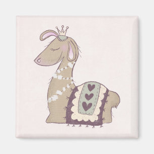 Cute Llama Princess Wearing a Crown Magneet
