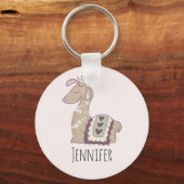 Cute Llama Princess Wearing a Crown Sleutelhanger (Voorkant)