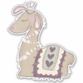 Cute Llama Princess Wearing a Crown Sticker (Voorkant)