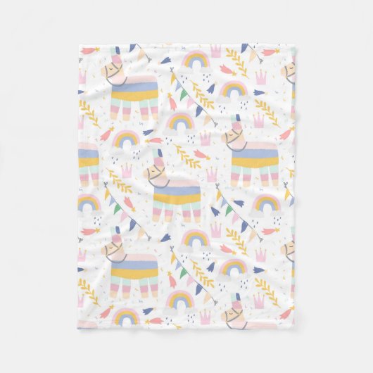 Cute Llama Rainbow Baby Nursery Fleece Deken (Voorkant)