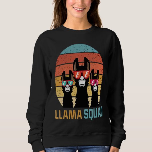 cute llama squad for llama and alpaca  retro trui (Voorkant)