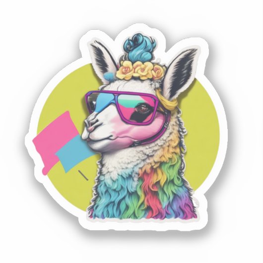 Cute Llama Sticker (Voorkant)