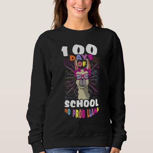Cute Llama Student 100th Days No Problem 100 Days Trui (Voorkant)
